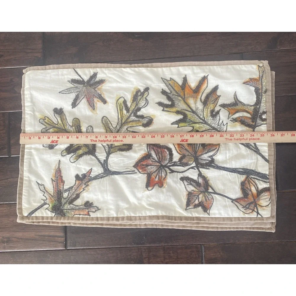 Pottery Barn Watercolor Embroidered Leaves Set Of 2 Lumber Pillow Covers Fall